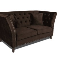 Διθέσιος Καναπές Chesterfield Queen Βελούδο Vintage Σκούρο Καφέ 175×92×92 εκ