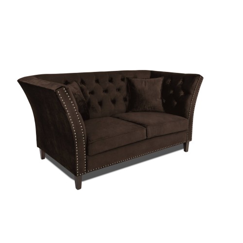 Διθέσιος Καναπές Chesterfield Queen Βελούδο Vintage Σκούρο Καφέ 175×92×92 εκ