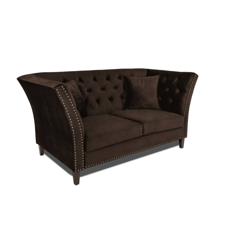 Διθέσιος Καναπές Chesterfield Queen Βελούδο Vintage Σκούρο Καφέ 175×92×92 εκ