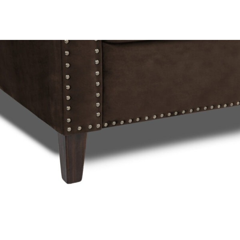 Διθέσιος Καναπές Chesterfield Queen Βελούδο Vintage Σκούρο Καφέ 175×92×92 εκ