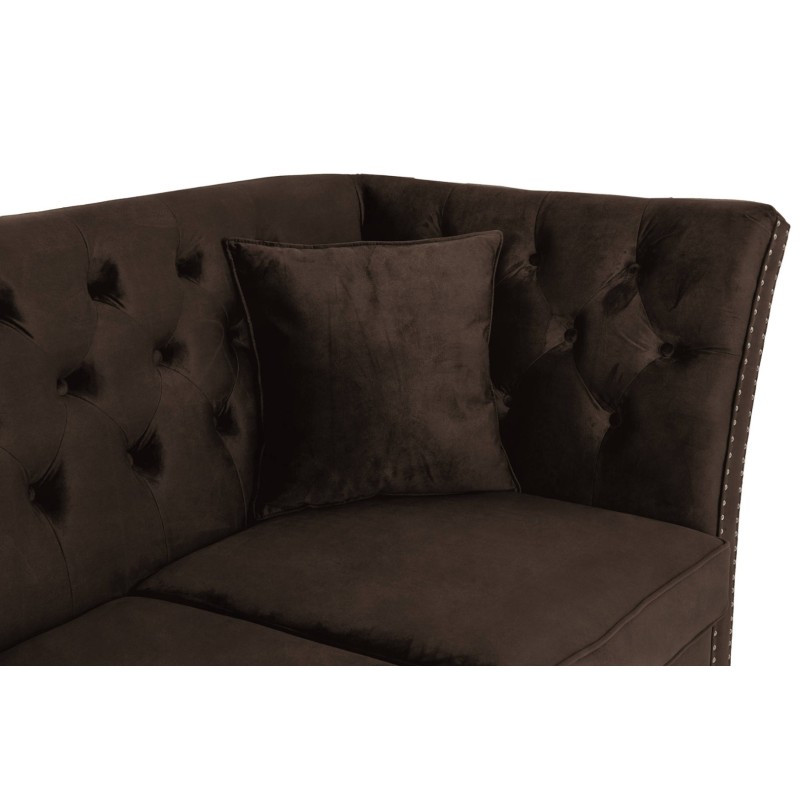 Διθέσιος Καναπές Chesterfield Queen Βελούδο Vintage Σκούρο Καφέ 175×92×92 εκ