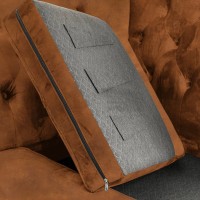 Διθέσιος Καναπές Chesterfield Queen Ύφασμα Vintage Καφέ Κονιάκ 175×92×92 εκ