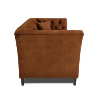 Διθέσιος Καναπές Chesterfield Queen Ύφασμα Vintage Καφέ Κονιάκ 175×92×92 εκ