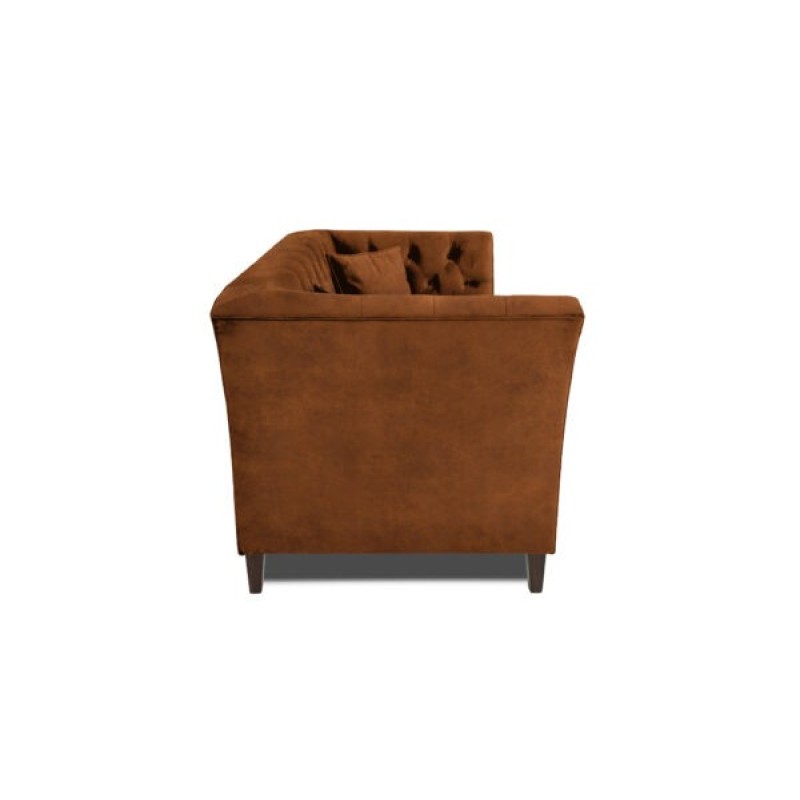 Διθέσιος Καναπές Chesterfield Queen Ύφασμα Vintage Καφέ Κονιάκ 175×92×92 εκ