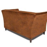 Διθέσιος Καναπές Chesterfield Queen Ύφασμα Vintage Καφέ Κονιάκ 175×92×92 εκ