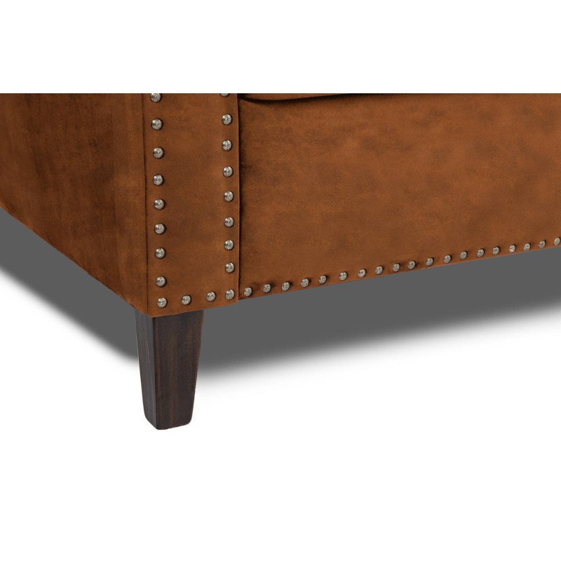 Διθέσιος Καναπές Chesterfield Queen Ύφασμα Vintage Καφέ Κονιάκ 175×92×92 εκ