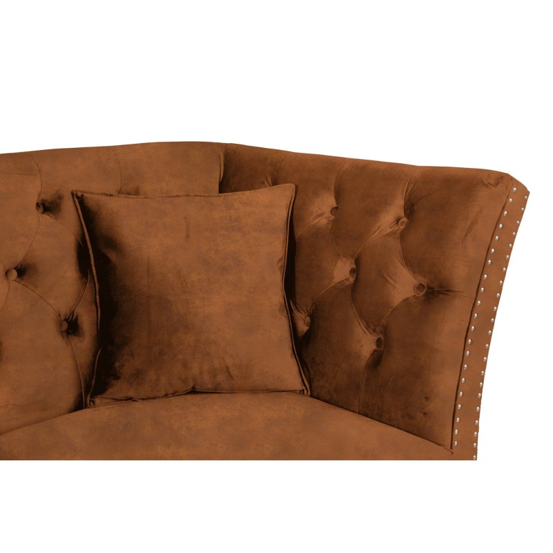 Διθέσιος Καναπές Chesterfield Queen Ύφασμα Vintage Καφέ Κονιάκ 175×92×92 εκ