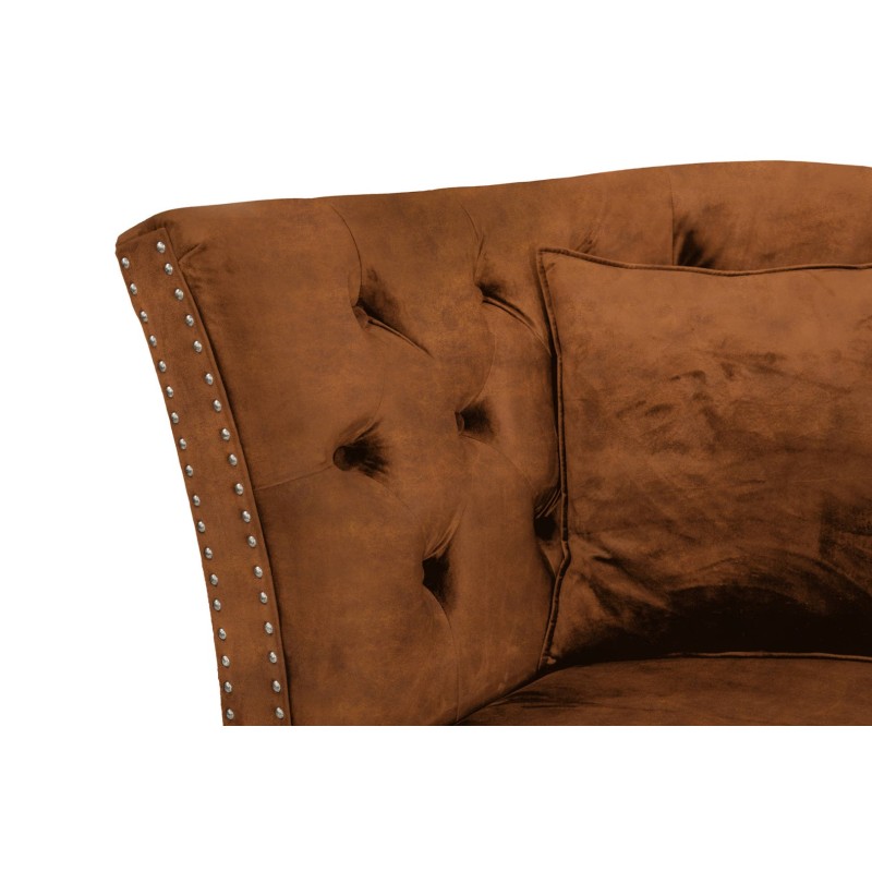 Διθέσιος Καναπές Chesterfield Queen Ύφασμα Vintage Καφέ Κονιάκ 175×92×92 εκ