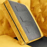 Διθέσιος Καναπές Chesterfield Queen Βελούδο Κίτρινο 175×92×92 εκ