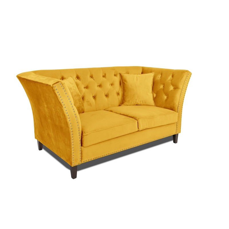 Διθέσιος Καναπές Chesterfield Queen Βελούδο Κίτρινο 175×92×92 εκ