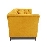 Διθέσιος Καναπές Chesterfield Queen Βελούδο Κίτρινο 175×92×92 εκ