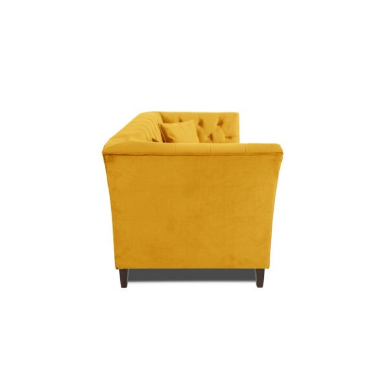 Διθέσιος Καναπές Chesterfield Queen Βελούδο Κίτρινο 175×92×92 εκ