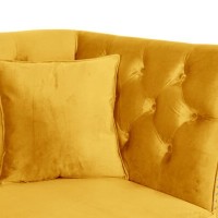 Διθέσιος Καναπές Chesterfield Queen Βελούδο Κίτρινο 175×92×92 εκ