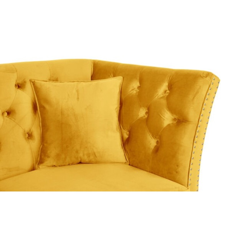 Διθέσιος Καναπές Chesterfield Queen Βελούδο Κίτρινο 175×92×92 εκ
