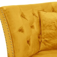 Διθέσιος Καναπές Chesterfield Queen Βελούδο Κίτρινο 175×92×92 εκ