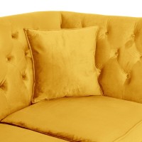 Διθέσιος Καναπές Chesterfield Queen Βελούδο Κίτρινο 175×92×92 εκ