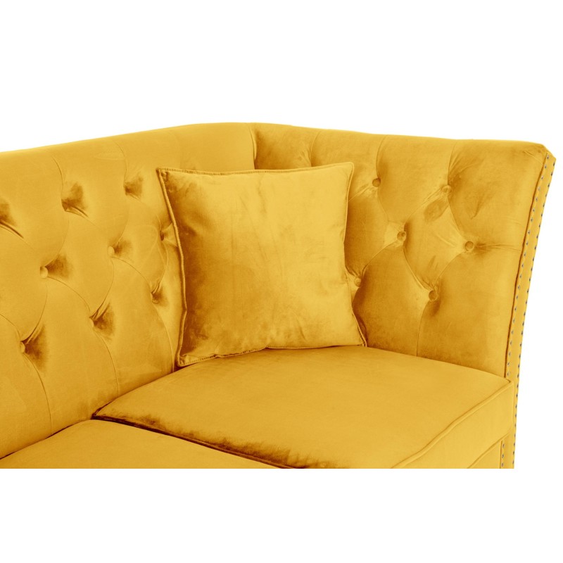 Διθέσιος Καναπές Chesterfield Queen Βελούδο Κίτρινο 175×92×92 εκ