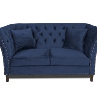 Διθέσιος Καναπές Chesterfield Queen Βελούδο Μπλε 175×92×92 εκ