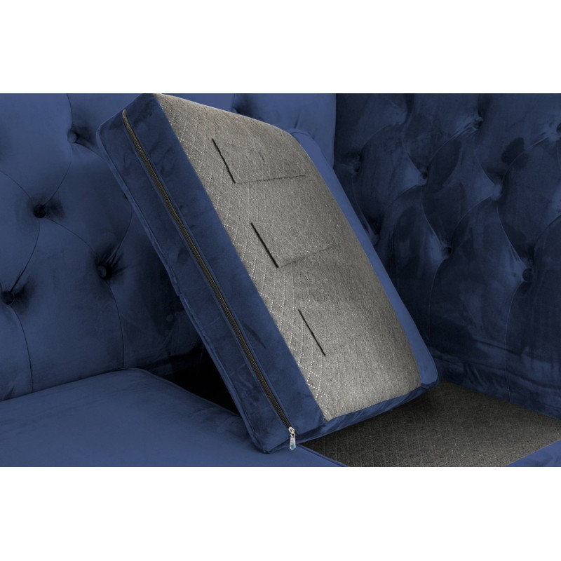 Διθέσιος Καναπές Chesterfield Queen Βελούδο Μπλε 175×92×92 εκ