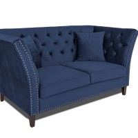 Διθέσιος Καναπές Chesterfield Queen Βελούδο Μπλε 175×92×92 εκ