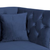 Διθέσιος Καναπές Chesterfield Queen Βελούδο Μπλε 175×92×92 εκ