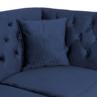 Διθέσιος Καναπές Chesterfield Queen Βελούδο Μπλε 175×92×92 εκ