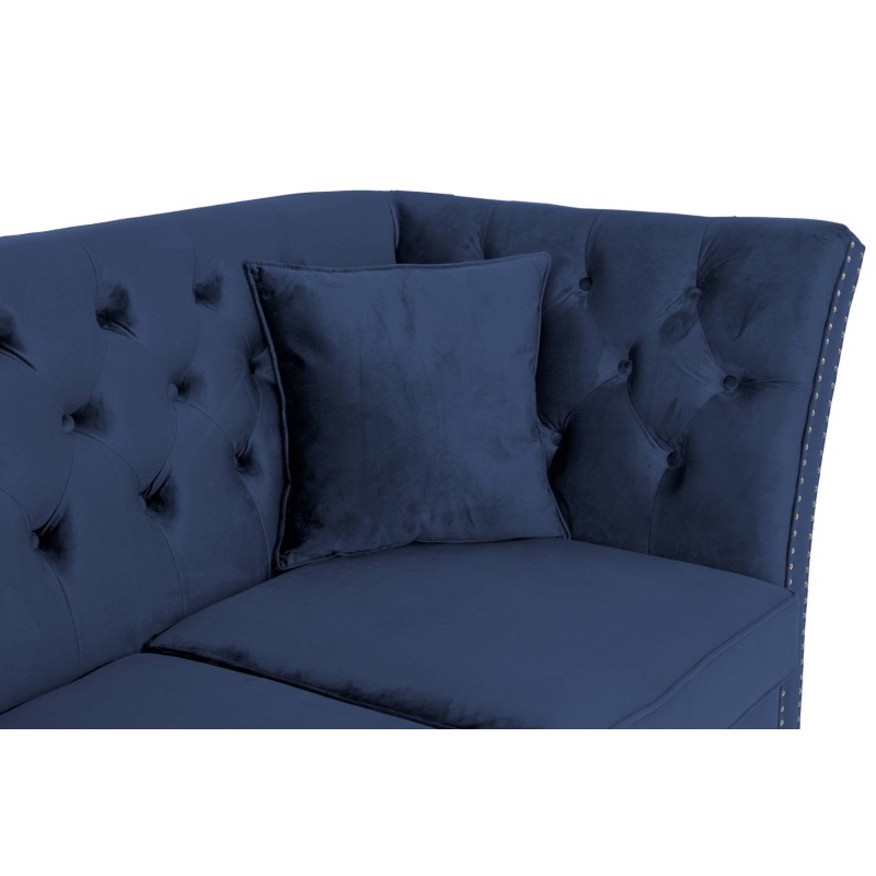 Διθέσιος Καναπές Chesterfield Queen Βελούδο Μπλε 175×92×92 εκ