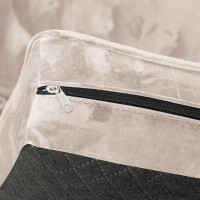 Τριθέσιος Καναπές Chesterfield Queen Βελούδο Μπεζ 215×92×92 εκ