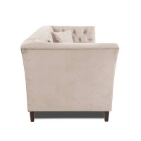 Τριθέσιος Καναπές Chesterfield Queen Βελούδο Μπεζ 215×92×92 εκ