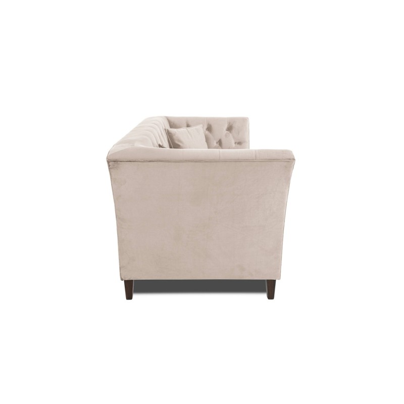 Τριθέσιος Καναπές Chesterfield Queen Βελούδο Μπεζ 215×92×92 εκ