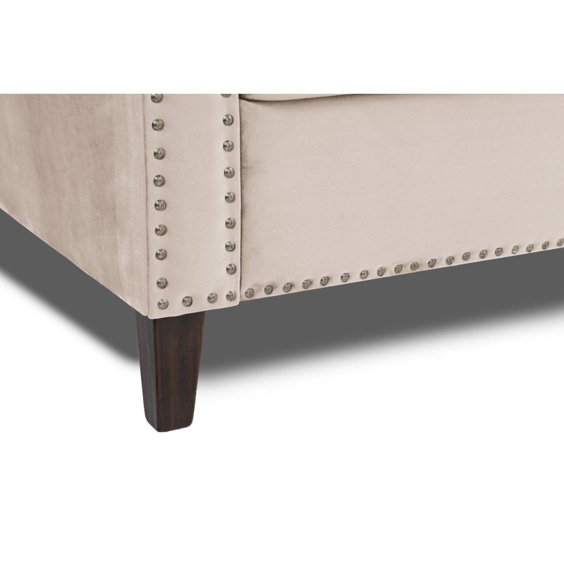Τριθέσιος Καναπές Chesterfield Queen Βελούδο Μπεζ 215×92×92 εκ