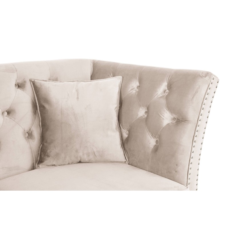 Τριθέσιος Καναπές Chesterfield Queen Βελούδο Μπεζ 215×92×92 εκ