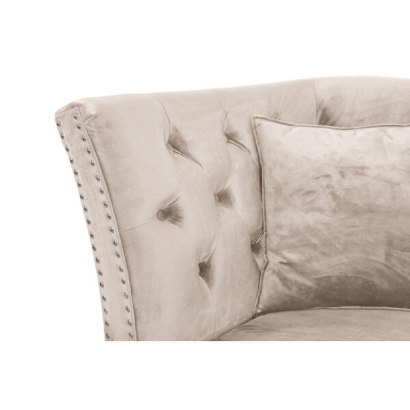 Τριθέσιος Καναπές Chesterfield Queen Βελούδο Μπεζ 215×92×92 εκ