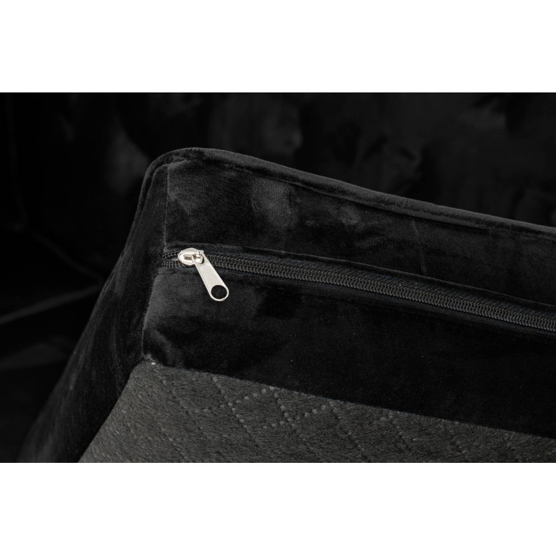 Τριθέσιος Καναπές Chesterfield Queen Βελούδο Μαύρο 215×92×92 εκ