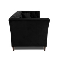 Τριθέσιος Καναπές Chesterfield Queen Βελούδο Μαύρο 215×92×92 εκ