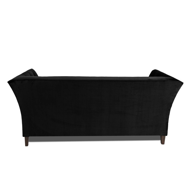 Τριθέσιος Καναπές Chesterfield Queen Βελούδο Μαύρο 215×92×92 εκ