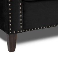Τριθέσιος Καναπές Chesterfield Queen Βελούδο Μαύρο 215×92×92 εκ
