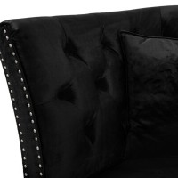 Τριθέσιος Καναπές Chesterfield Queen Βελούδο Μαύρο 215×92×92 εκ