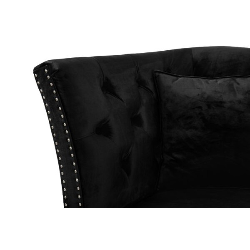 Τριθέσιος Καναπές Chesterfield Queen Βελούδο Μαύρο 215×92×92 εκ