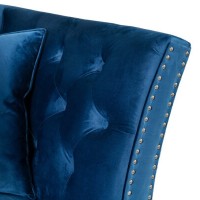 Τριθέσιος Καναπές Chesterfield Queen Βελούδο Μπλε 215×92×92 εκ
