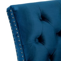 Τριθέσιος Καναπές Chesterfield Queen Βελούδο Μπλε 215×92×92 εκ