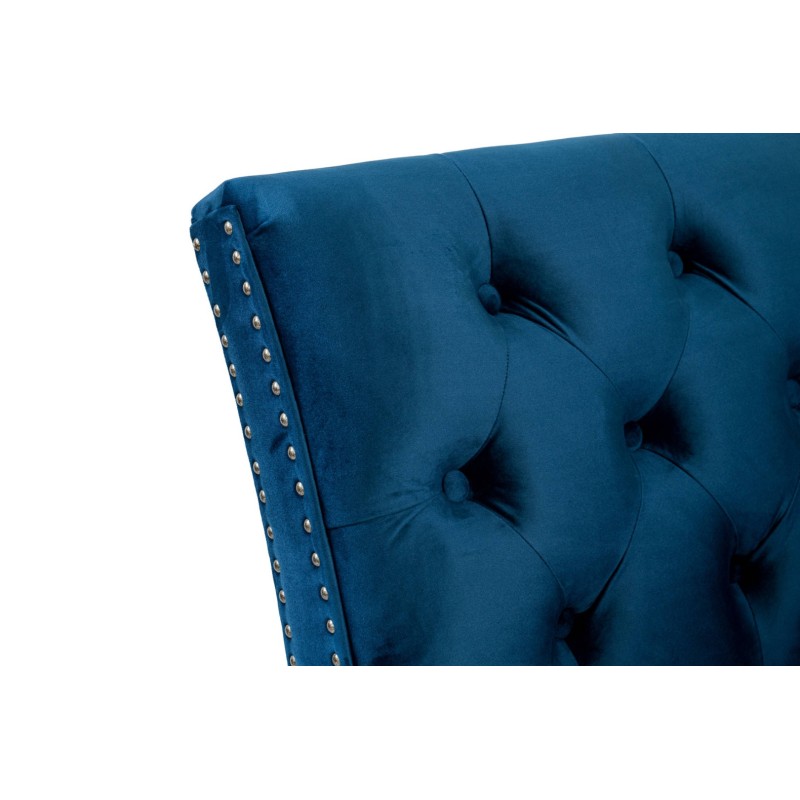 Τριθέσιος Καναπές Chesterfield Queen Βελούδο Μπλε 215×92×92 εκ