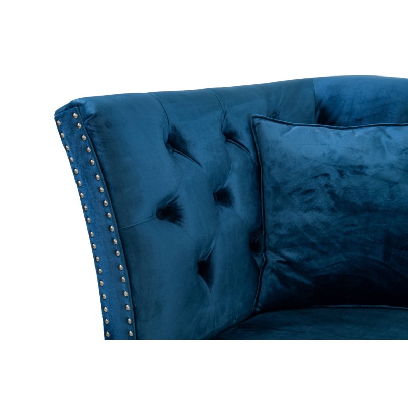 Τριθέσιος Καναπές Chesterfield Queen Βελούδο Μπλε 215×92×92 εκ