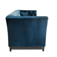 Τριθέσιος Καναπές Chesterfield Queen Βελούδο Μπλε 215×92×92 εκ