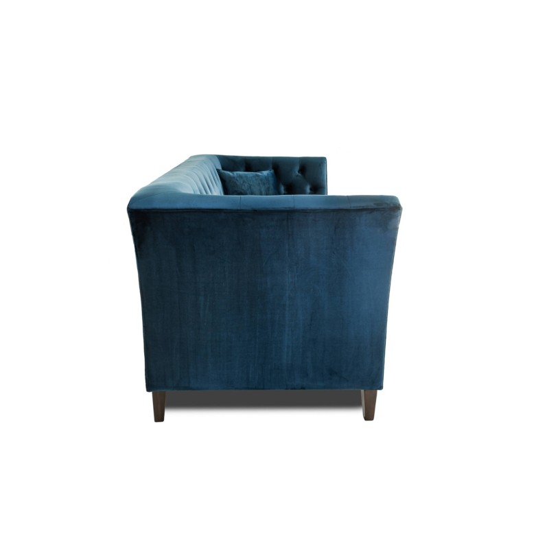 Τριθέσιος Καναπές Chesterfield Queen Βελούδο Μπλε 215×92×92 εκ