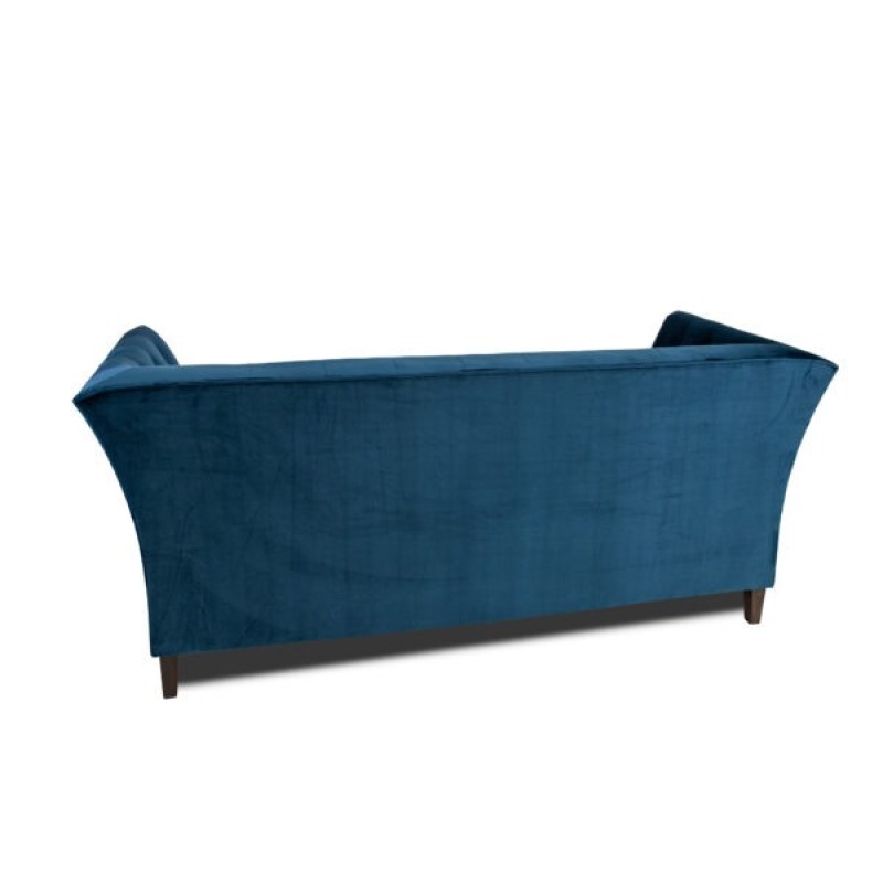 Τριθέσιος Καναπές Chesterfield Queen Βελούδο Μπλε 215×92×92 εκ