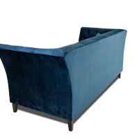 Τριθέσιος Καναπές Chesterfield Queen Βελούδο Μπλε 215×92×92 εκ