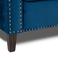 Τριθέσιος Καναπές Chesterfield Queen Βελούδο Μπλε 215×92×92 εκ