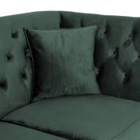 Τριθέσιος Καναπές Chesterfield Queen Βελούδο Σκούρο Πράσινο 215×92×92 εκ