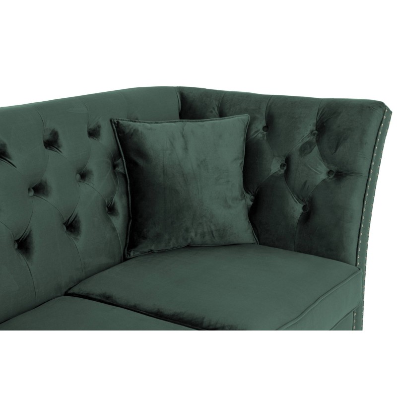 Τριθέσιος Καναπές Chesterfield Queen Βελούδο Σκούρο Πράσινο 215×92×92 εκ